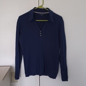 Tommy Hilfiger Blue V-Neck Sweater Size Large